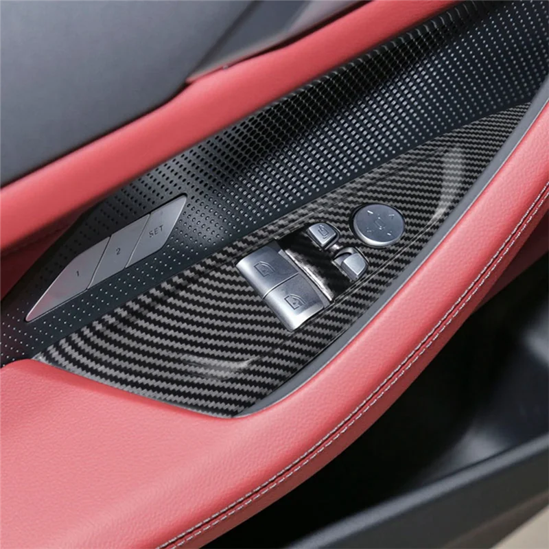 Para BMW Serie 4 G22 G23 2020-2023 ventana de coche botón de elevación de vidrio cubierta de marco de interruptor pegatinas embellecedoras Accesorios - imagen 3