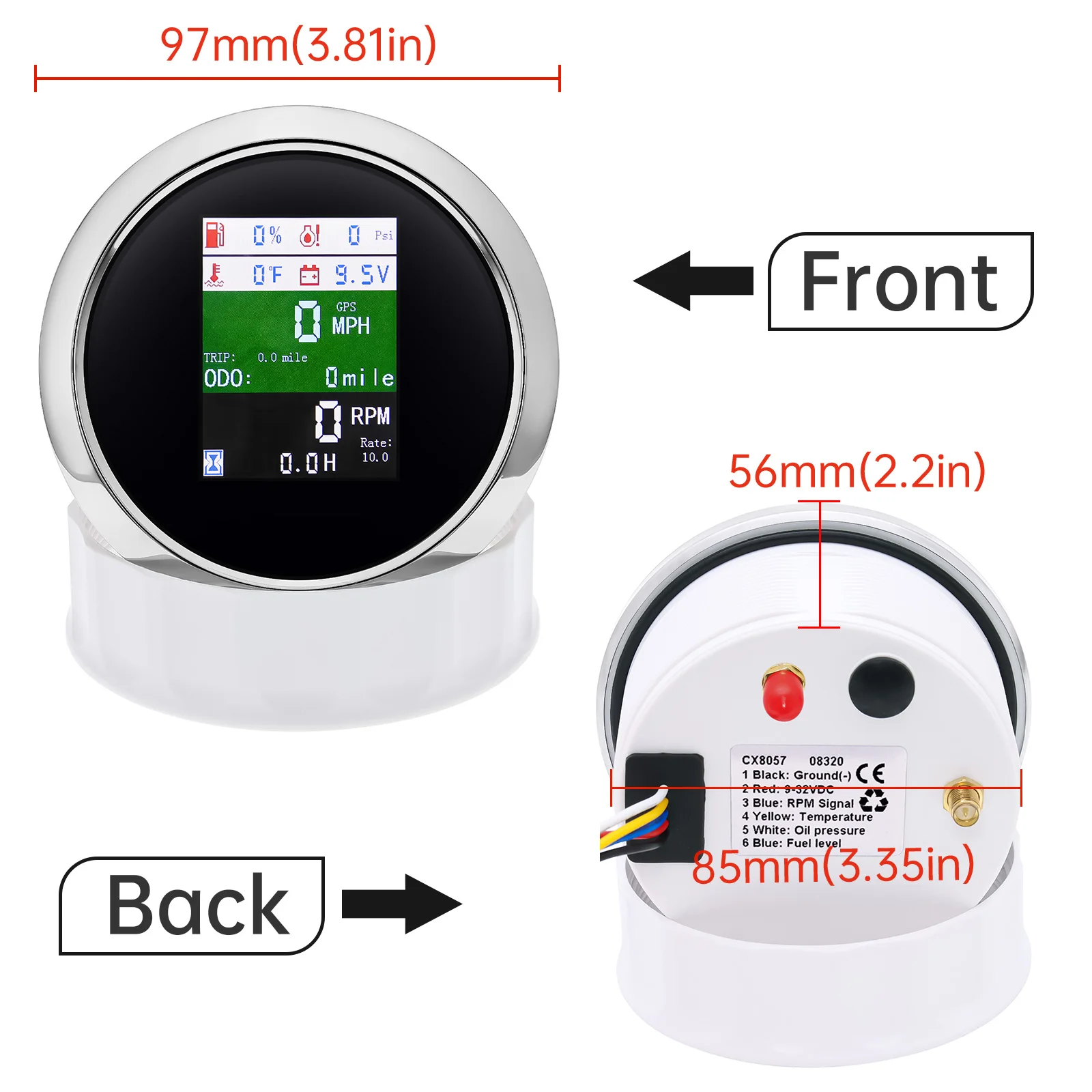Velocímetro GPS 6 en 1 LCD – Medidor Combustible, Aceite y Temperatura - imagen 2