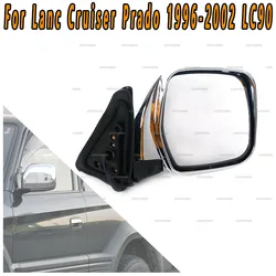 Espejo retrovisor lateral para puerta Exterior, conjunto de 5 pines con cromado calefactado para Toyota Land Cruiser Prado LC90 1996-2002 RZJ95 VZJ95