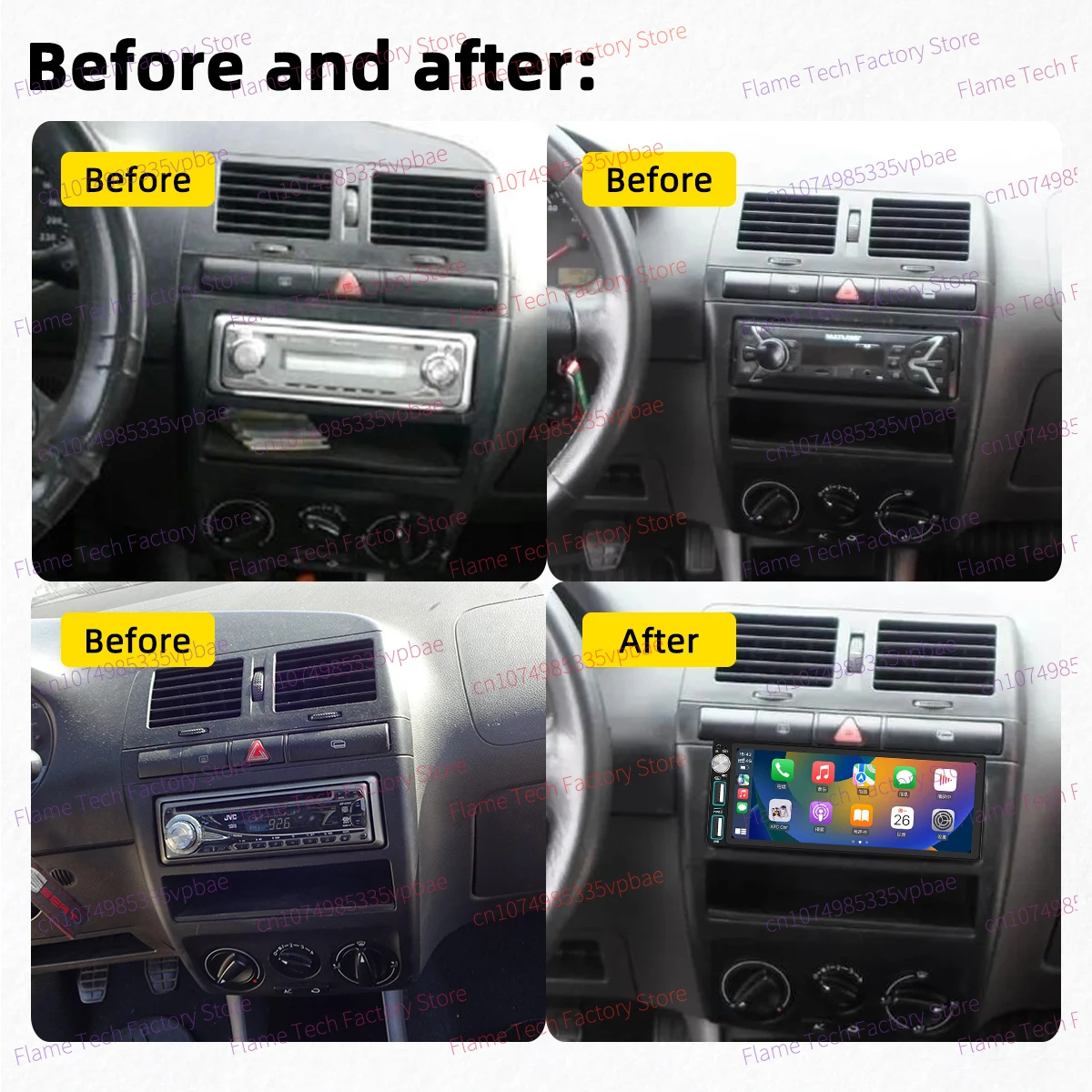 Radio Android CarPlay inalámbrico GPS 1DIN – Seat Ibiza II y Córdoba - imagen 2