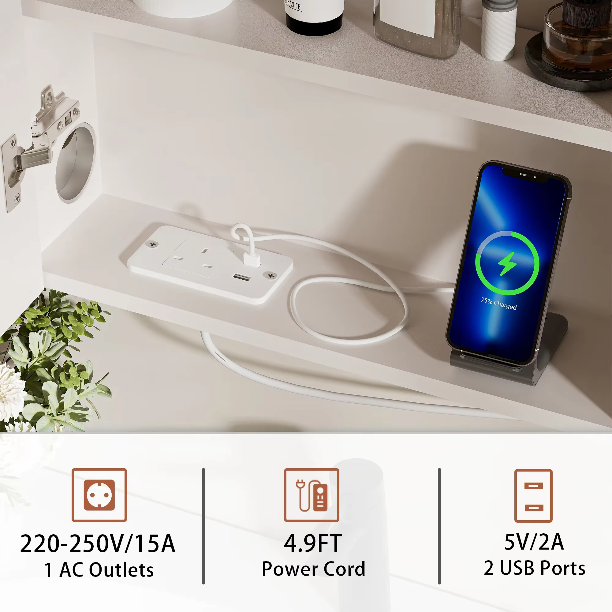 Mueble de baño con espejo LED antivaho y 3 tonos de luz - imagen 4