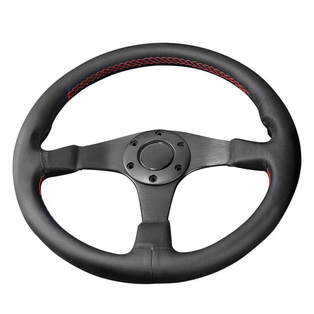 Volante deportivo clásico de cuero negro universal para VW y Toyota - imagen 2