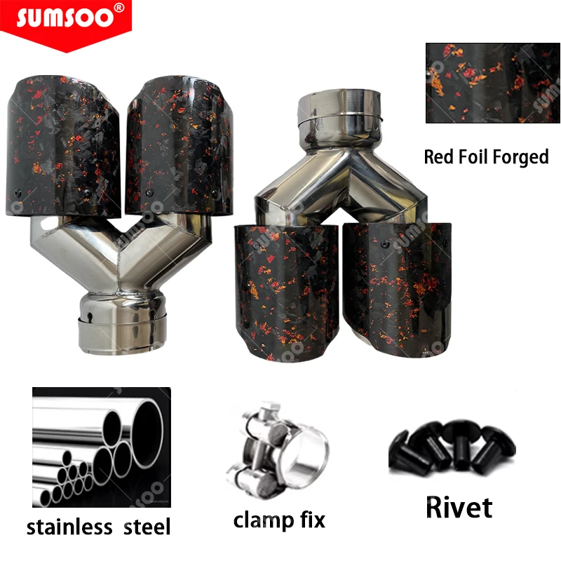 Silenciador SUMSOO sport doble salida fibra carbono acero inoxidable - imagen 4