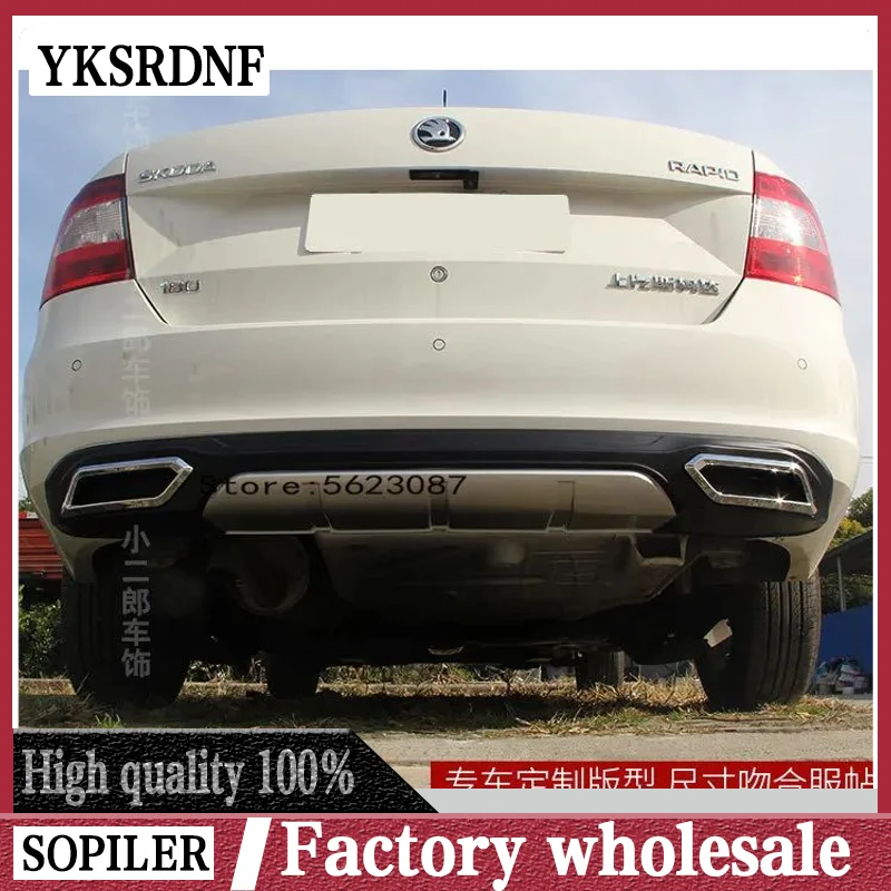 Difusor trasero ABS negro con protector para Skoda Rapid 2013-2017