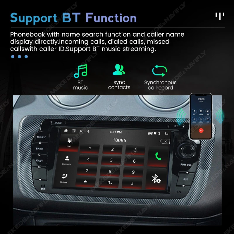 Radio Android MEKEDE con CarPlay inalámbrico para Seat Ibiza 6J - imagen 3