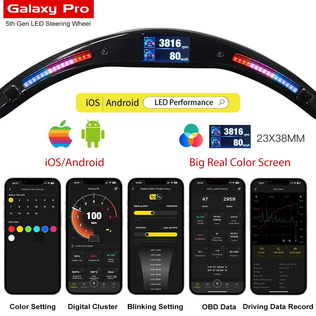 Para Mini pantalla de datos LED para volante inteligente Galaxy Pro LED personalizada de fibra de carbono - imagen 4