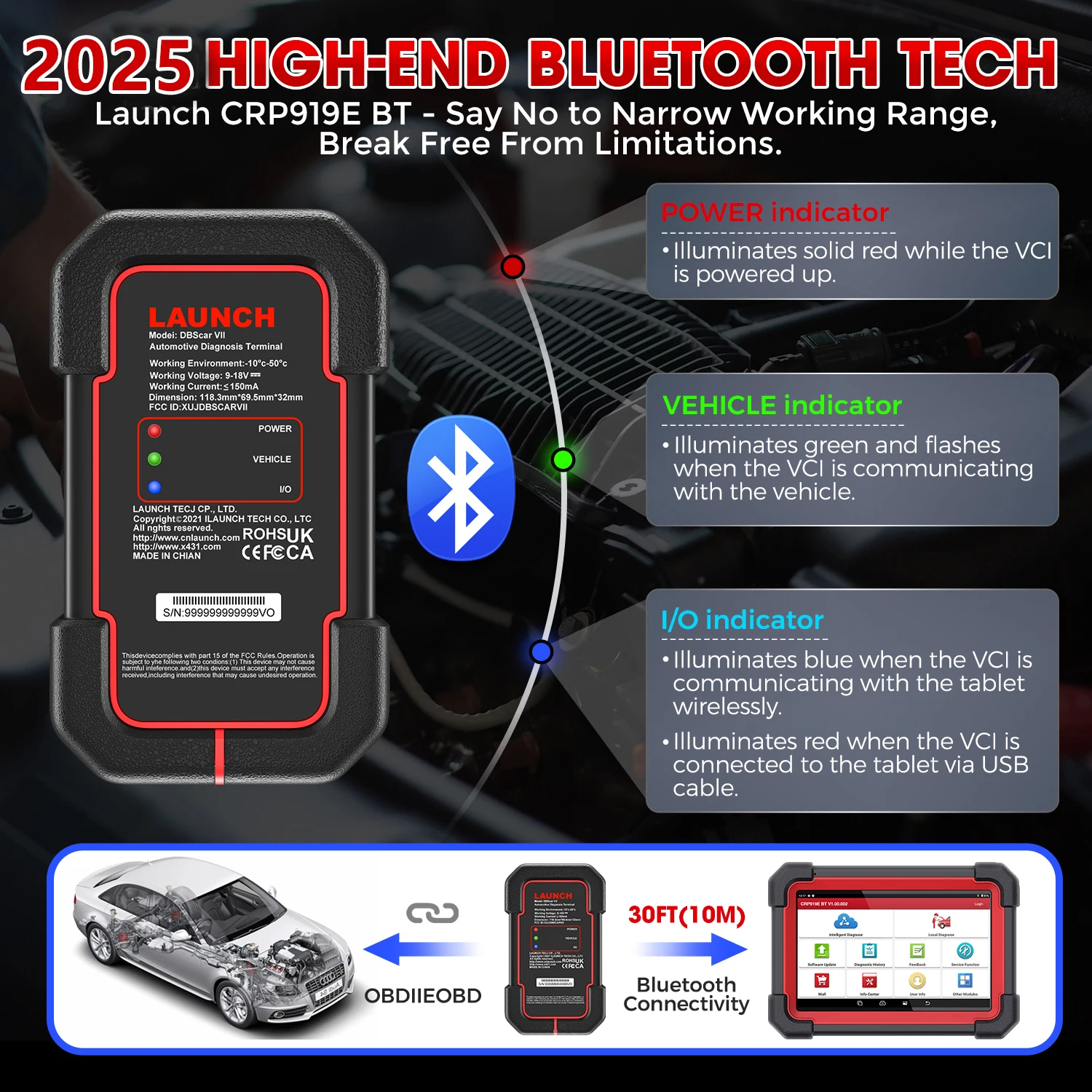 Launch X431 CRP919E - Escáner diagnóstico OBD2 codificación y reset - imagen 2