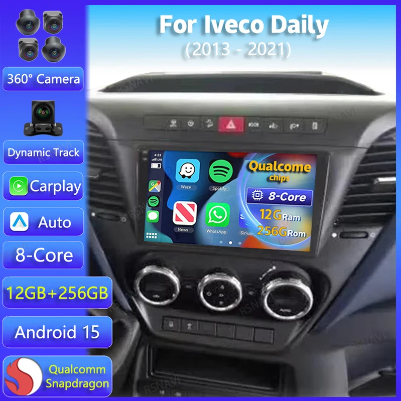Radio Android 15 para Iveco Daily 6 2013-21 CarPlay, WiFi y cámara 360