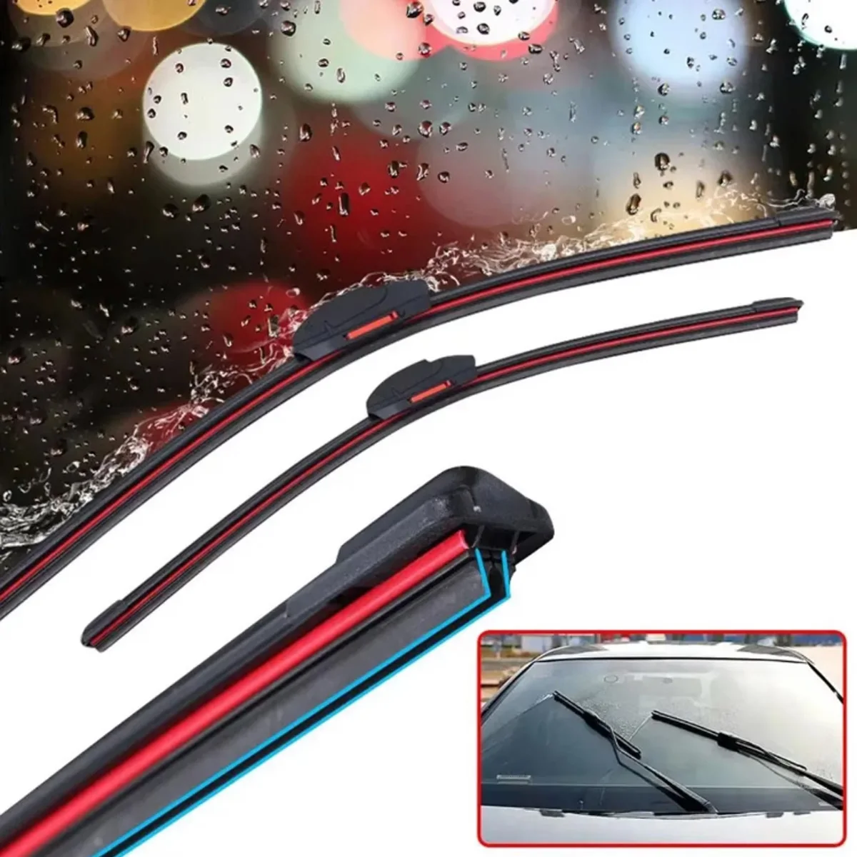 Limpiaparabrisas universal doble tira de goma – gancho J/U para coche - imagen 4