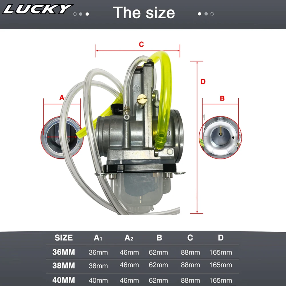 Carburador Lectron ajustable de 38/40 mm con cable para motocross - imagen 2