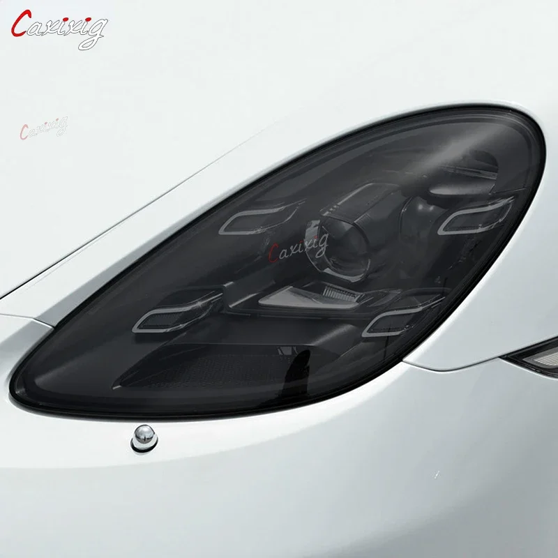 Película protectora para faros delanteros de coche, pegatina de TPU negra ahumada para Porsche 911 718 Cayenne Panamera Macan Taycan, accesorios, 2 uds. - imagen 2