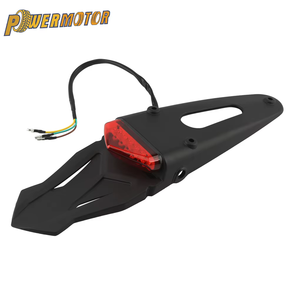 Guardabarros trasero universal para moto con luz de freno 12V enduro