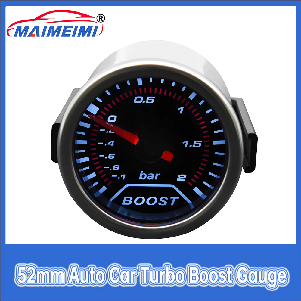 Manómetro turbo 52 mm LED blanco de -1 a 2 bar, 12 V