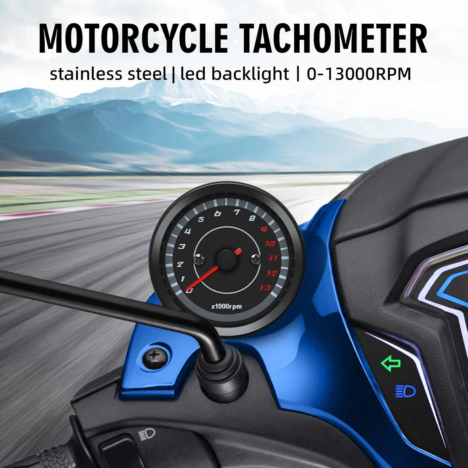 Detalle del indicador y la pantalla del tacómetro para moto