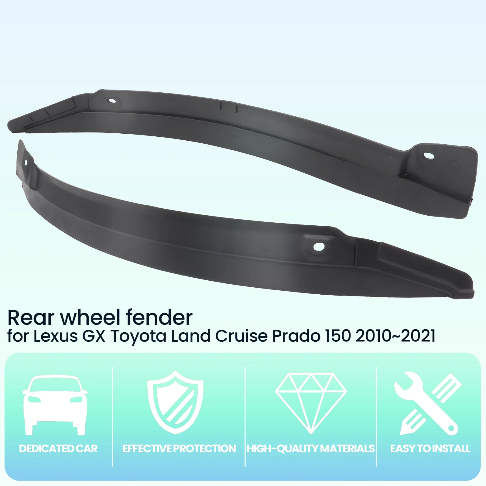 Guardabarros de rueda trasera de coche, guardabarros antisalpicaduras para Toyota Land Cruiser Prado 150 Lexus GX 2010-2022, 2 unidades - imagen 3