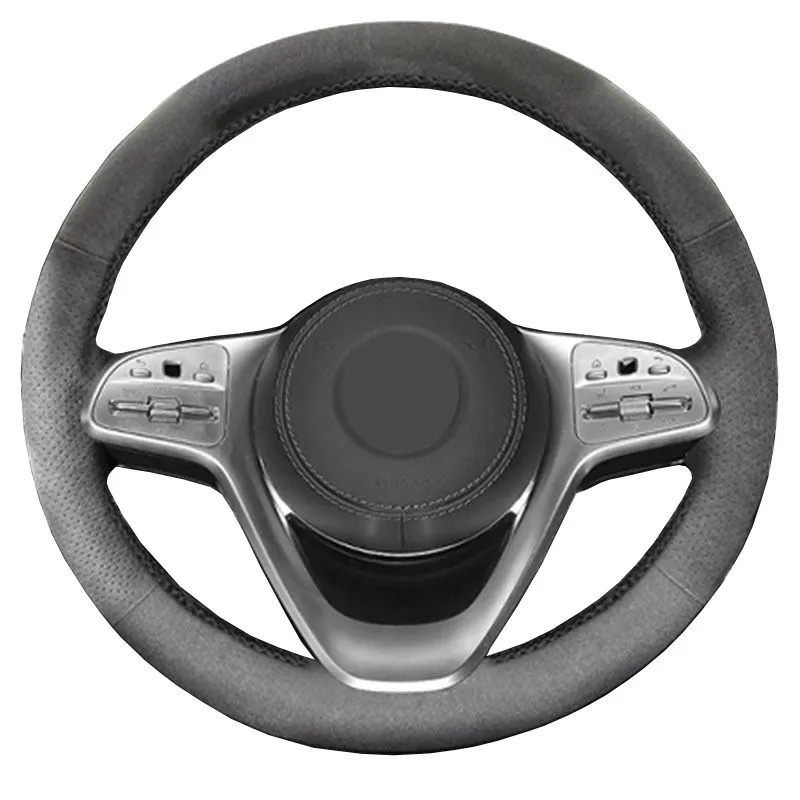 Funda para volante de ante negra cosida a mano Mercedes Clase S W222