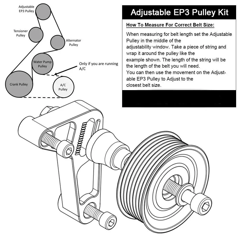 Kit Polea Tensora Serie K Ajustable Aluminio – Honda Civic Integra K24 - imagen 4