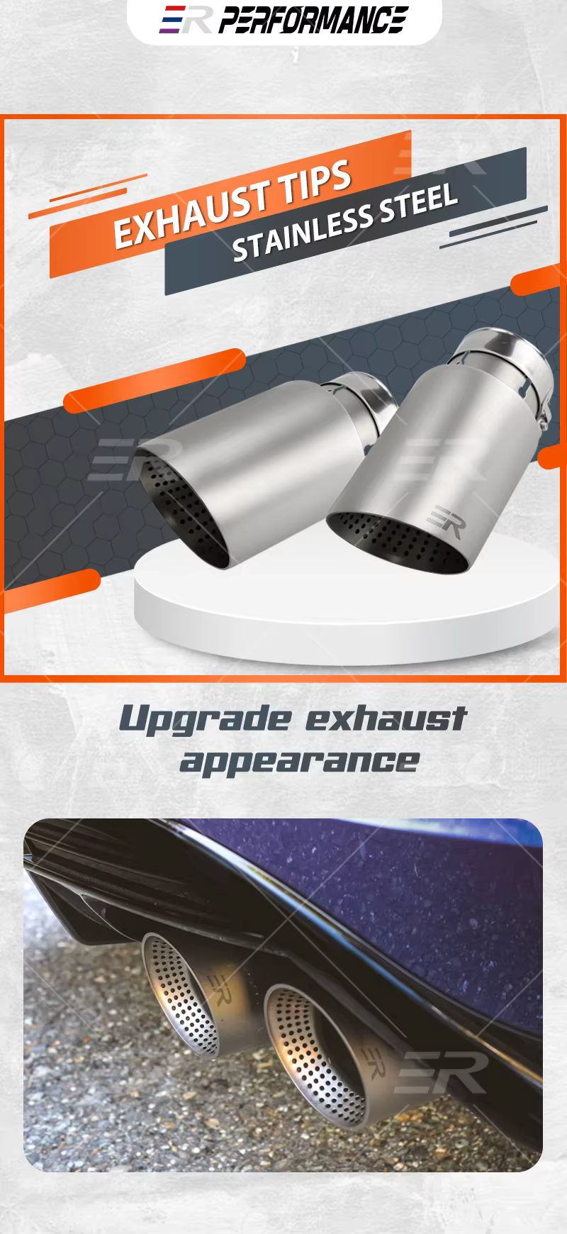 Boquilla de escape universal de acero inoxidable mate para automóvil