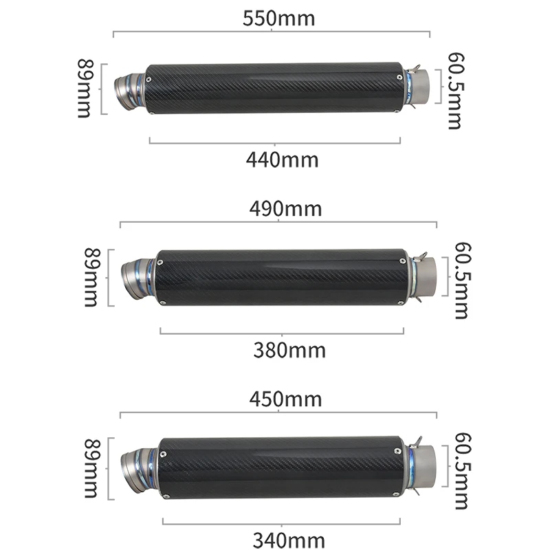 Silenciador de fibra de carbono universal de 60 mm para moto - imagen 2
