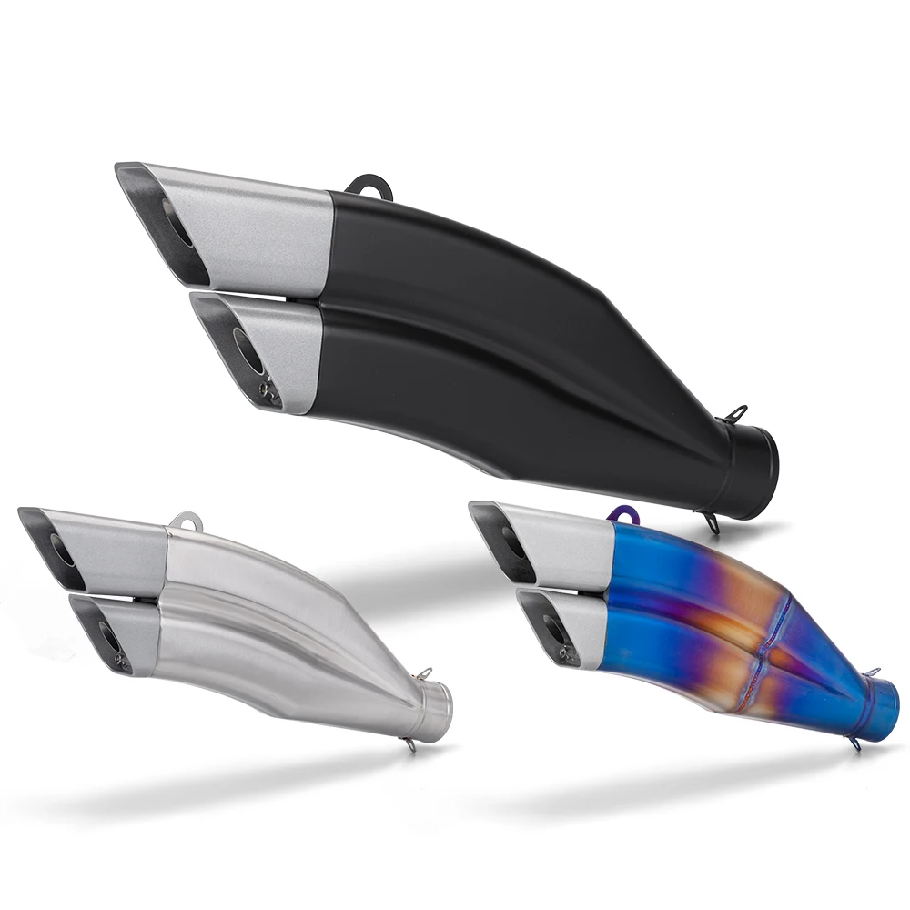 Silenciador escape moto K11 doble salida acabado semi-azul - imagen 2