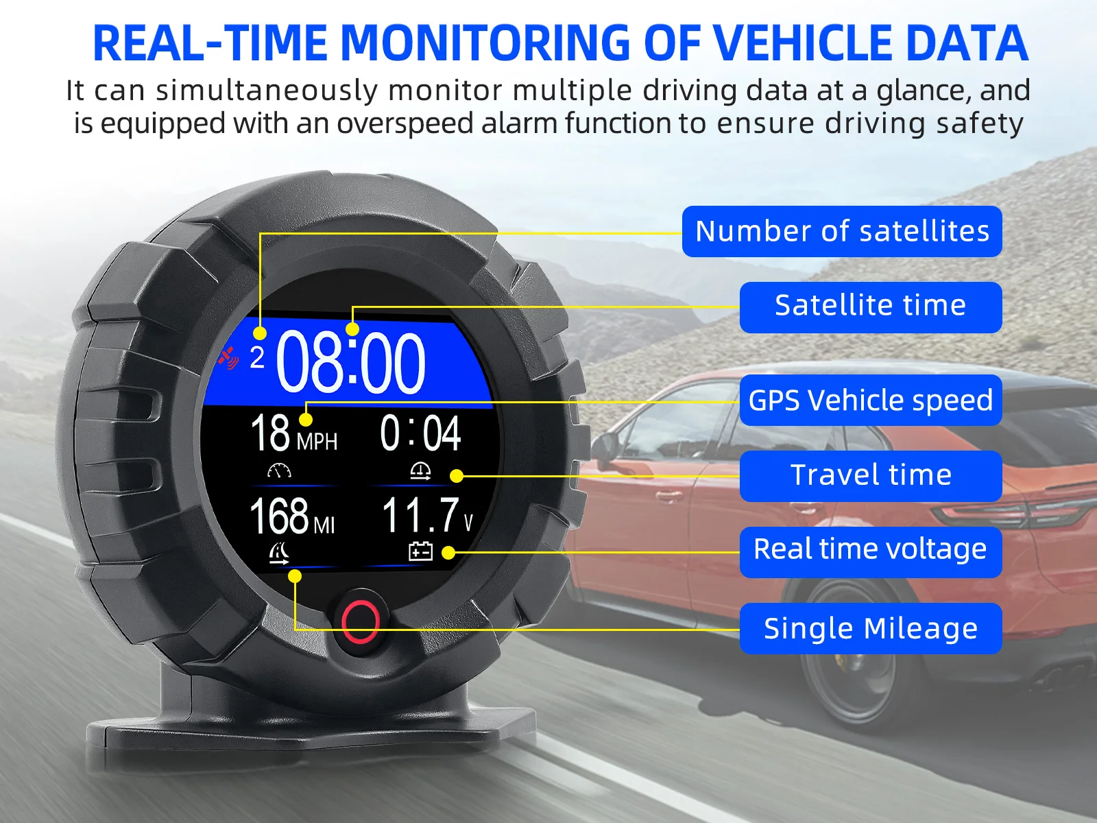 Velocímetro GPS HUD con medidor de pendiente, inclinación y altitud - imagen 4