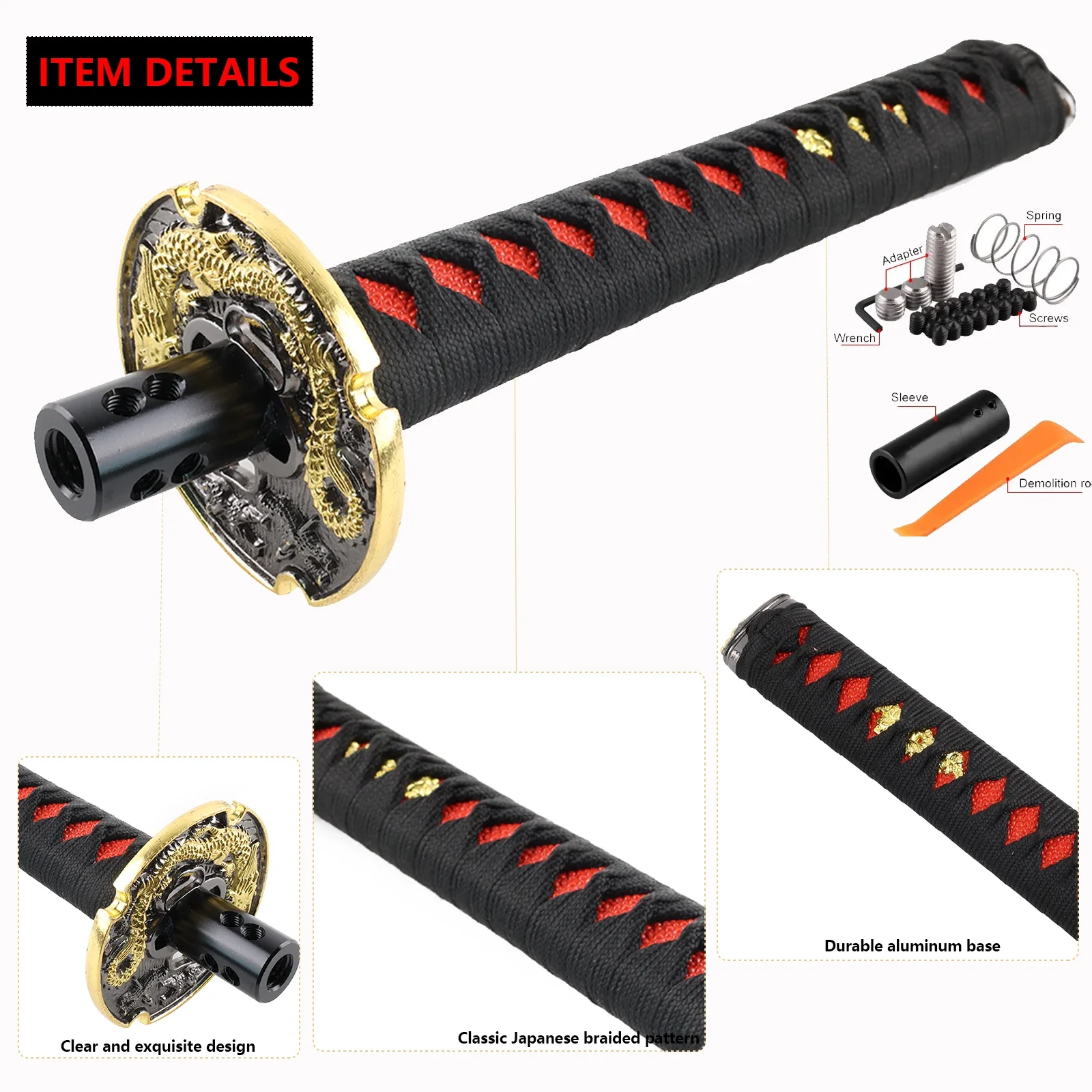Pomo de cambio automático estilo katana Samurai Sword con botón - imagen 4