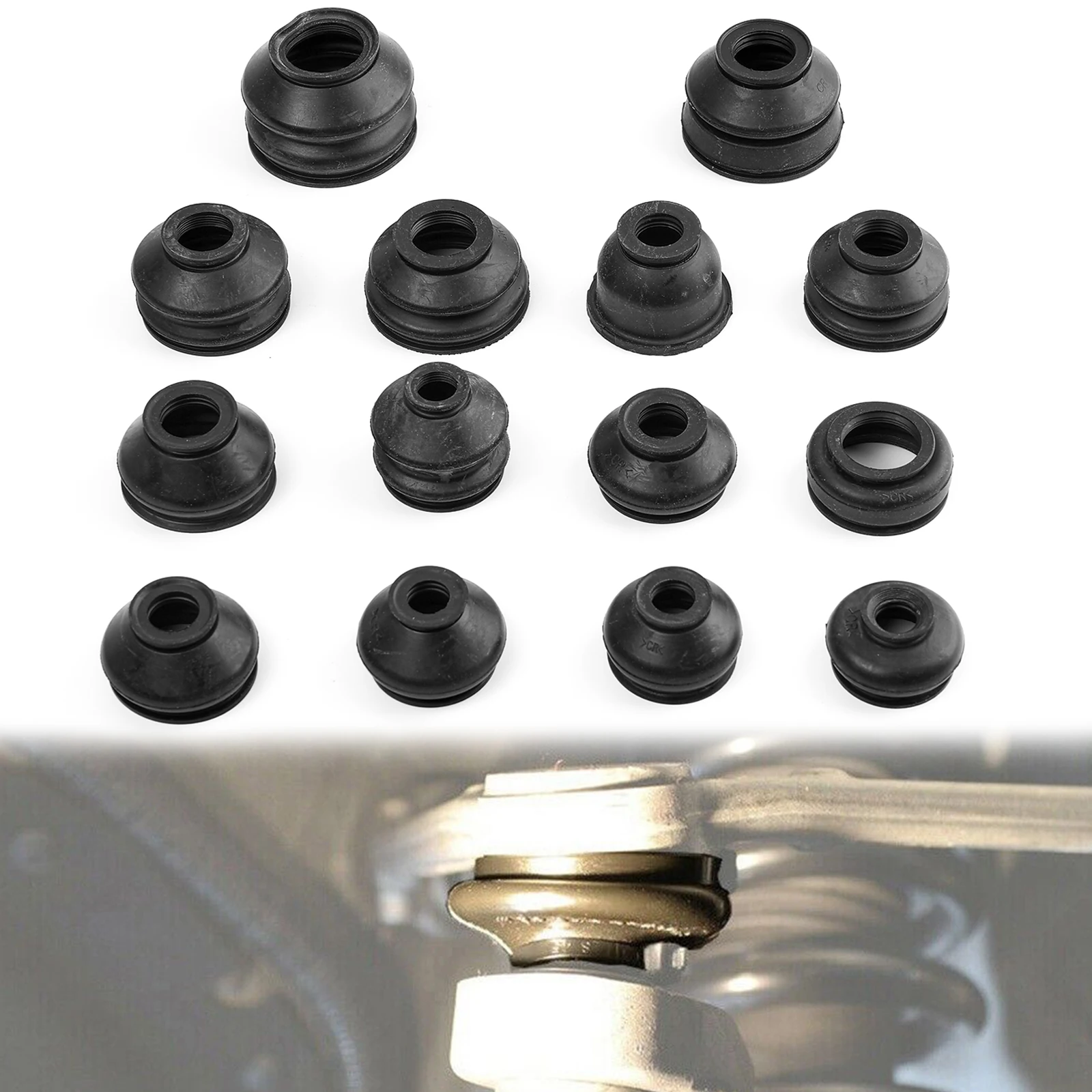 Varillas de giro de junta esférica Universal, cubierta de polvo de arranque de goma, Protector de brazo de Control de repuesto, accesorios de dirección de suspensión de coche, 14 unidades - imagen 4