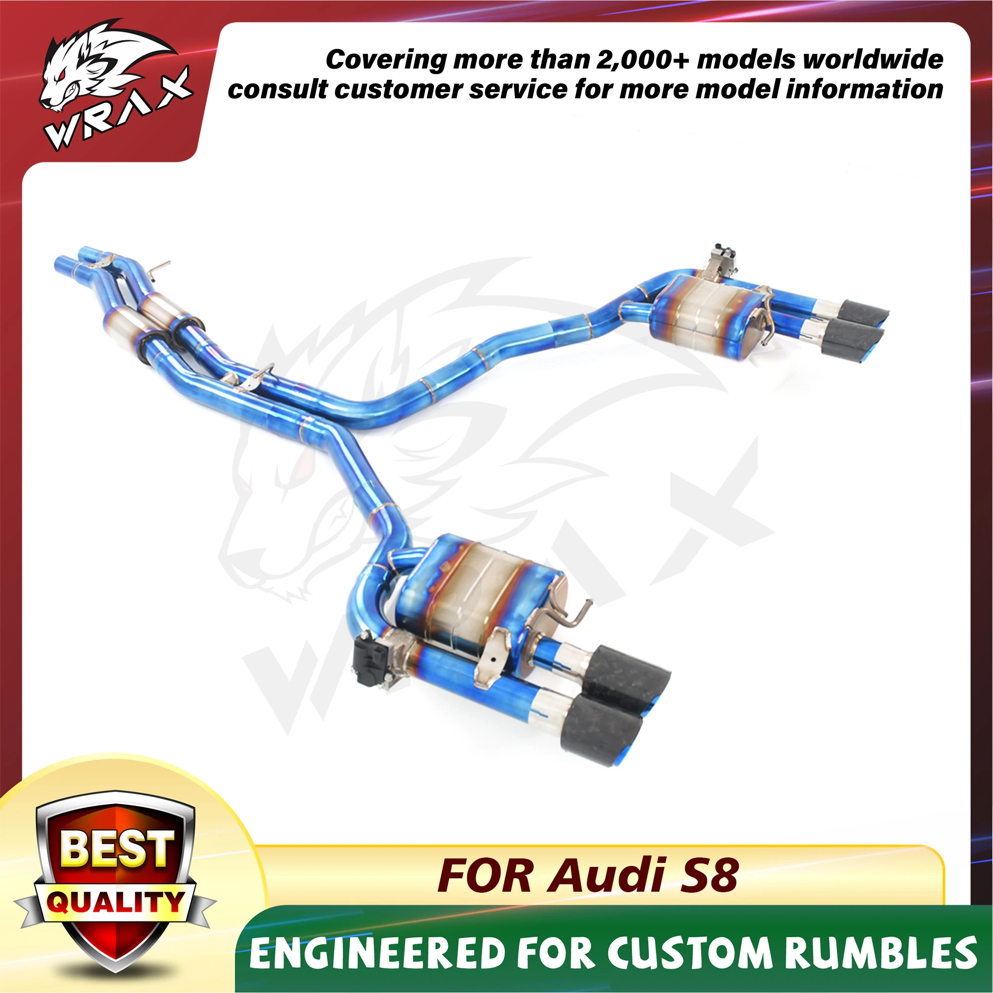 WRAX-escape de titanio para Audi S8 D4, sistemas de válvula de Control de escape eléctrico, accesorios para coche, reemplazo sin pérdidas Catback