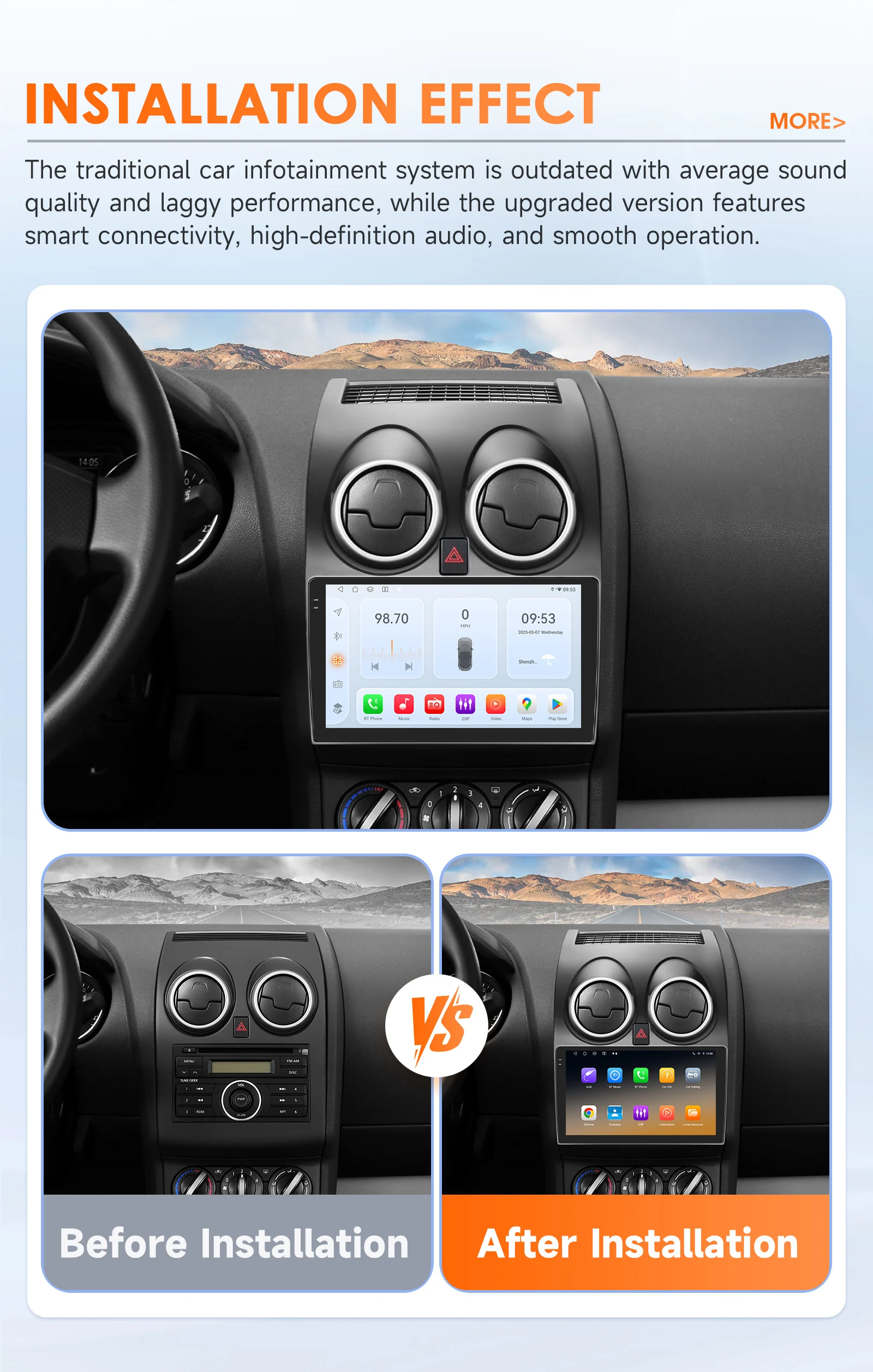OSSURET Radio 2DIN con CarPlay y Android Auto para Nissan Qashqai J10 - imagen 2