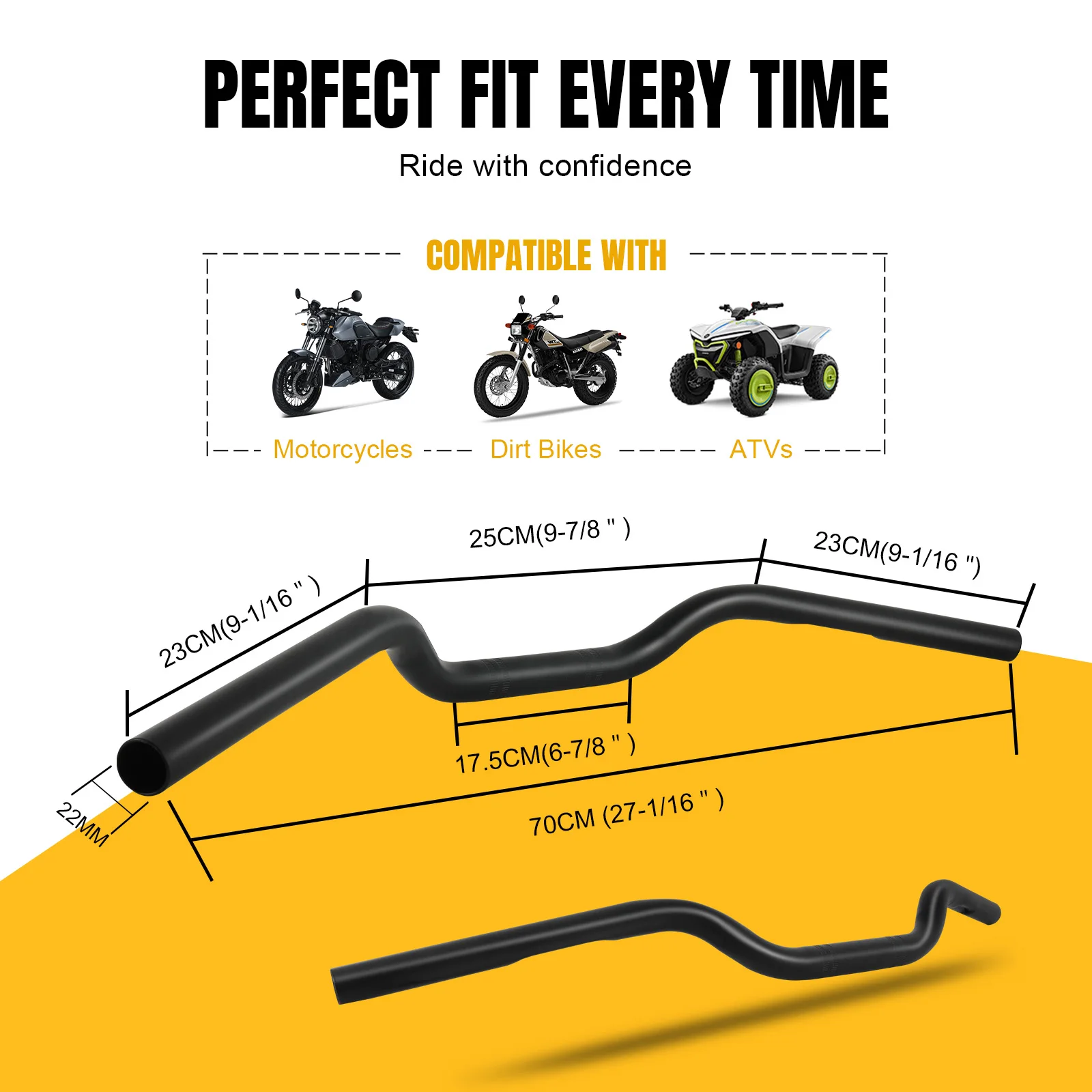 Manillar negro mate para proyectos custom de motocicleta