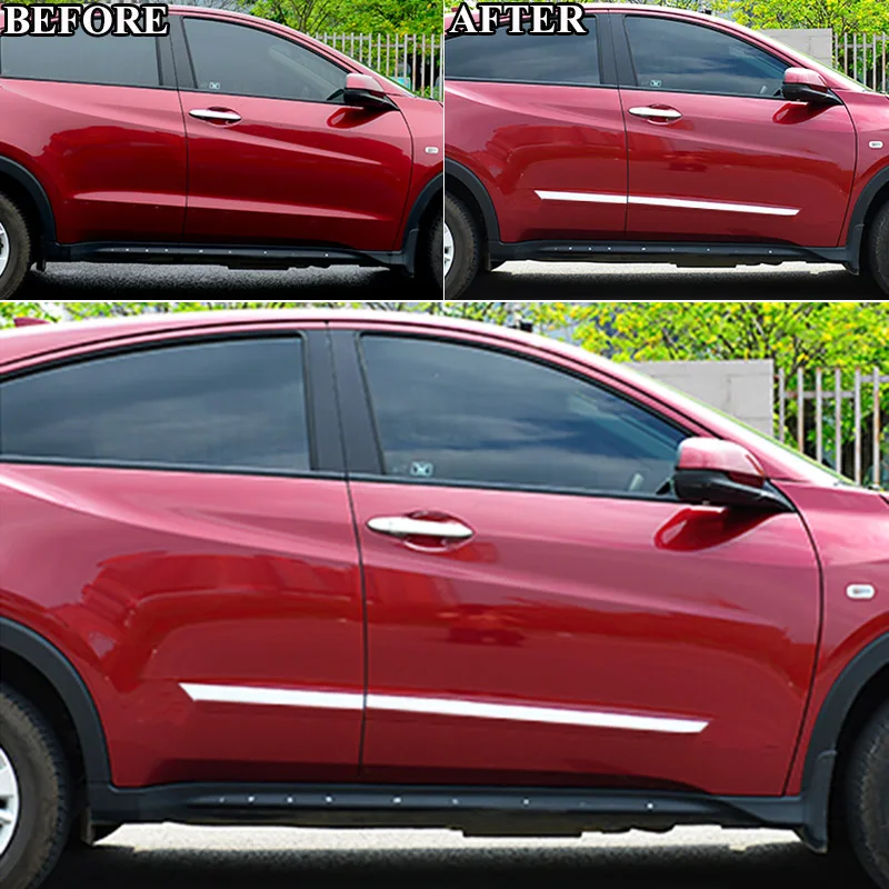 Para Honda HR-V HRV Vezel 2014 2015 2016 2017 2018 revestimiento lateral de puerta cromado moldura cubierta embellecedora de cuerpo Protector borde tira estilo - imagen 3