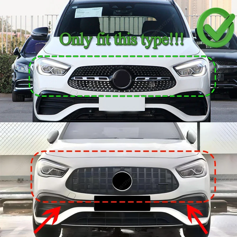 Parrillas de parachoques delantero estilo GT para Mercedes Benz Clase GLA H247 GLA35 GLA45 180 200 250 AMG Line 2020-2023 Bodykits Tuning - imagen 3