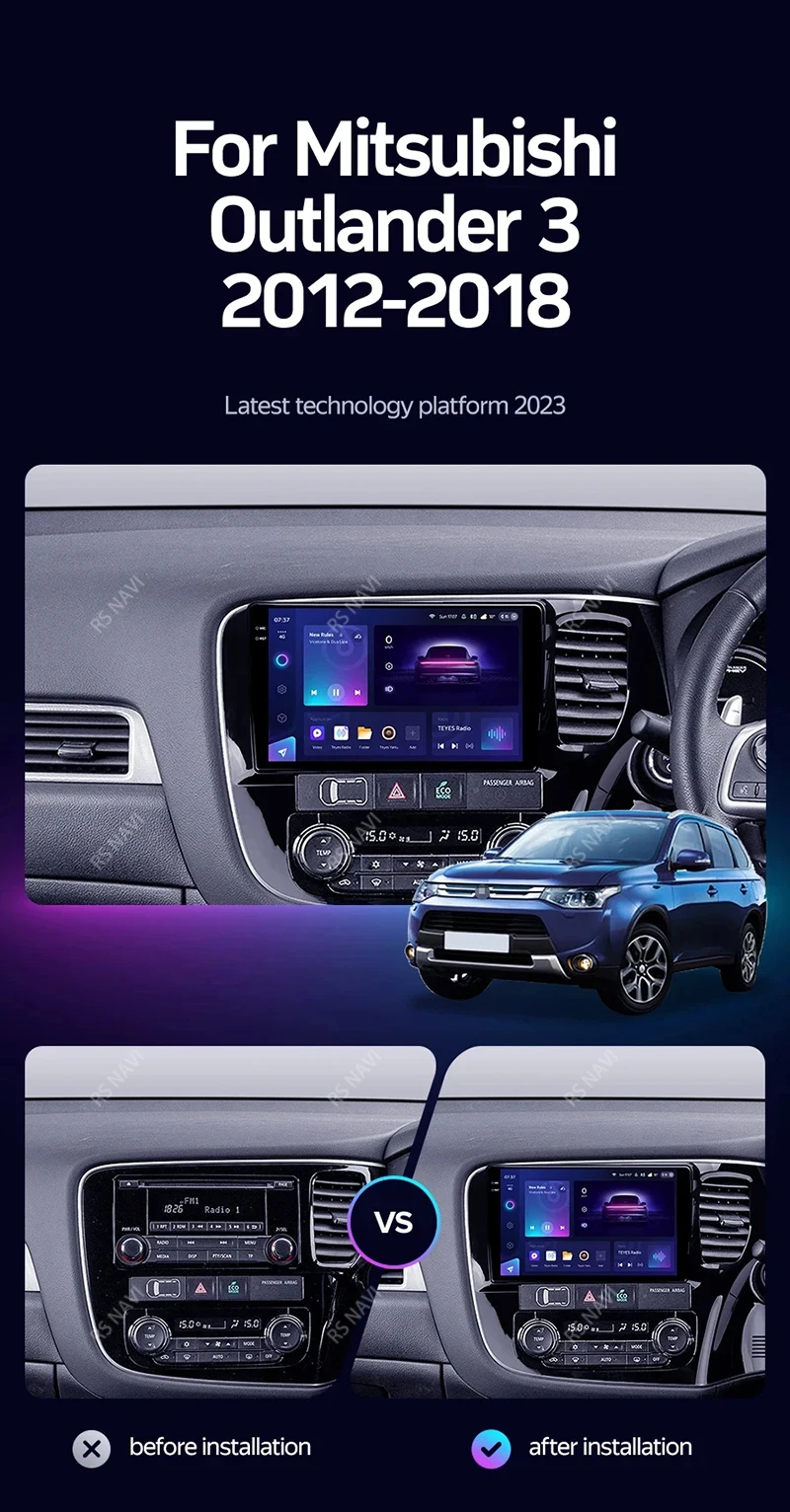Radio multimedia RSNAVI para Mitsubishi Outlander 3