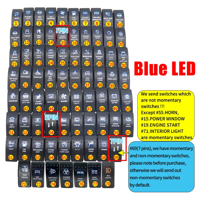 Interruptores LED personalizables
