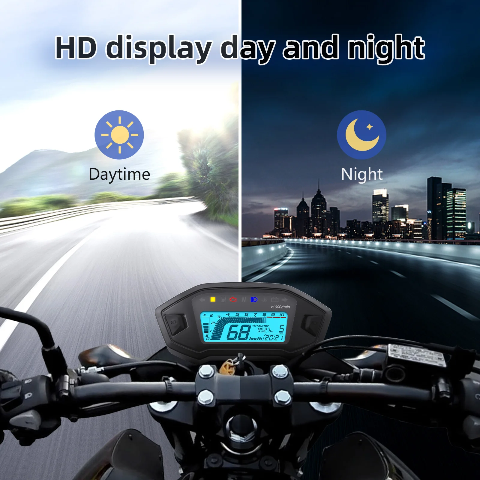 Cuadro LCD de moto con velocímetro, tacómetro y nivel de combustible - imagen 5