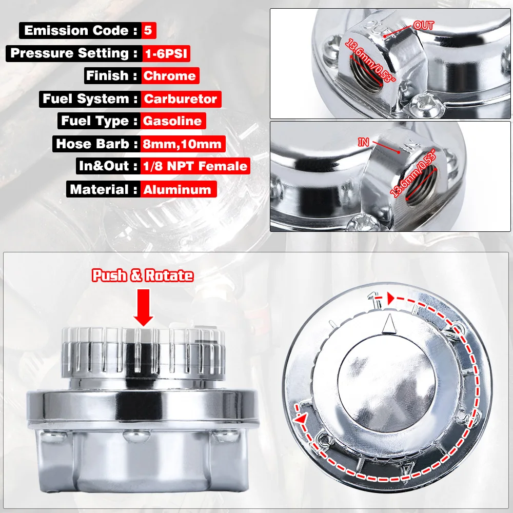 Regulador de presión de gasolina PQY 1,5-5 PSI para carburador - imagen 5