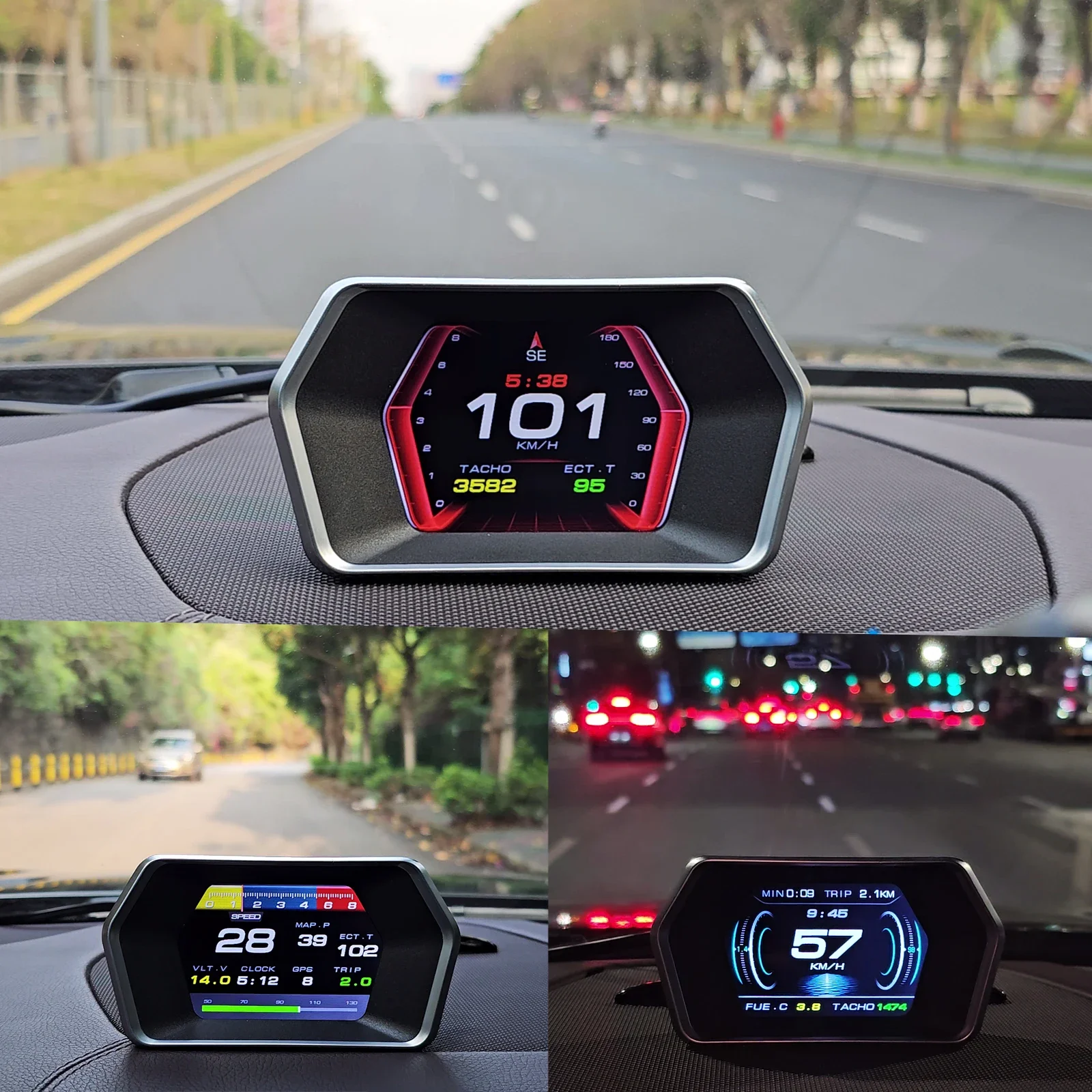 P17 HUD Head Up Display OBD GPS Electrónica automática con exceso de velocidad/temperatura del agua/voltaje/alarma de código de fallo - imagen 4