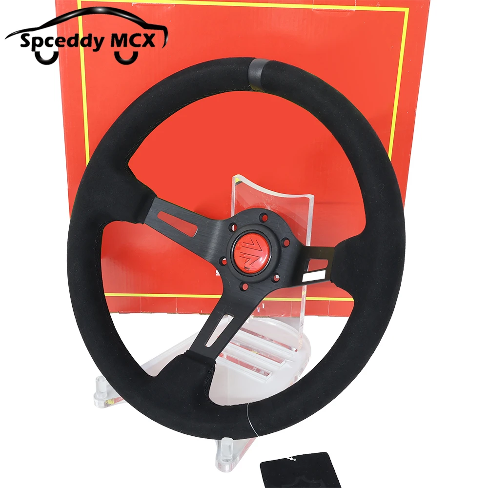 Volante racing deep dish 335mm Alcantara deportivo para coche - imagen 3