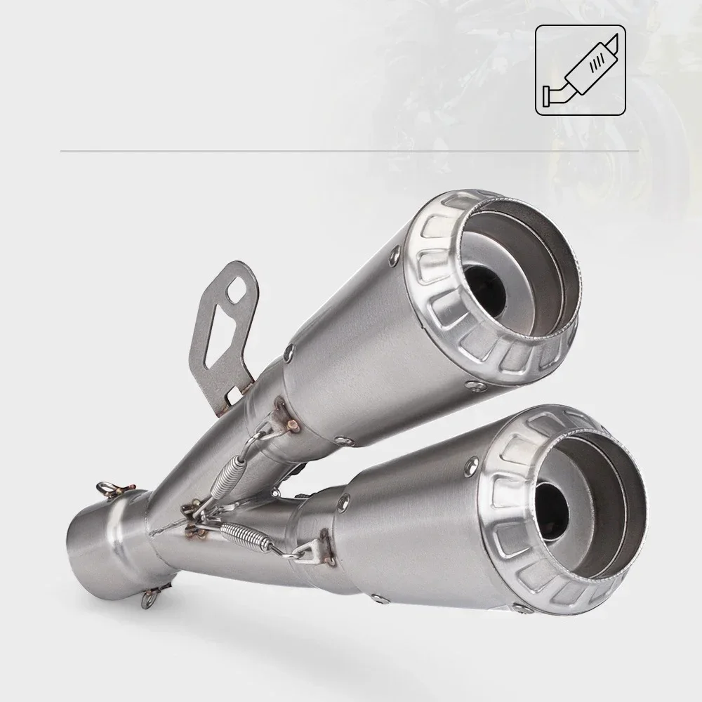 Silenciador universal de fibra de carbono de 51MM para escape de motocicleta, sección trasera, tubo de escape de doble orificio de acero inoxidable - imagen 4