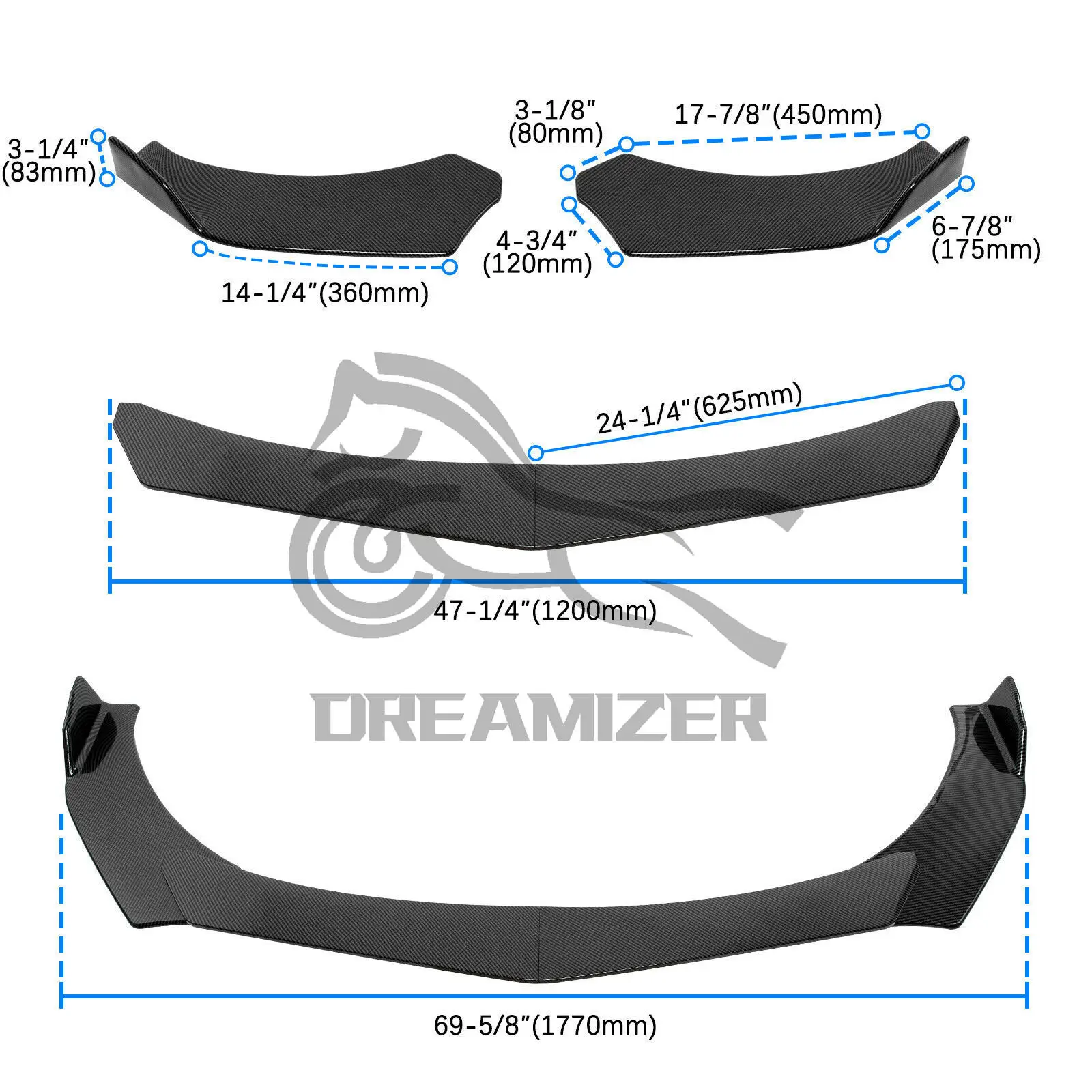 Kit de labio delantero en fibra de carbono para Cadillac CT4/ATS - imagen 2