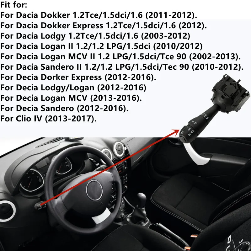 Interruptor señal giro Renault Logan Sandero Clio IV Dokker Thalia - imagen 2