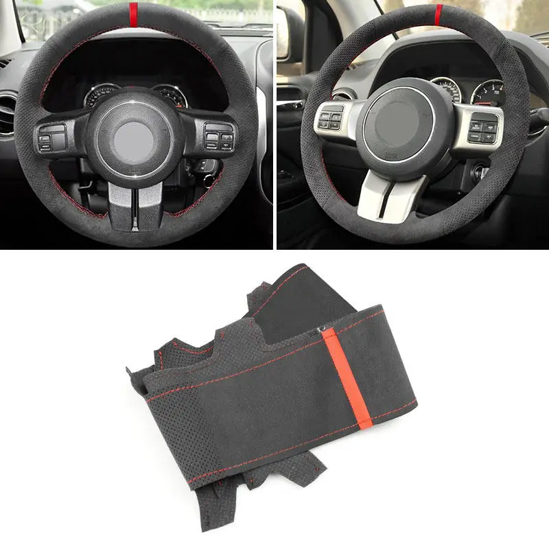 Funda de volante de cuero y ante para Jeep Wrangler y Cherokee
