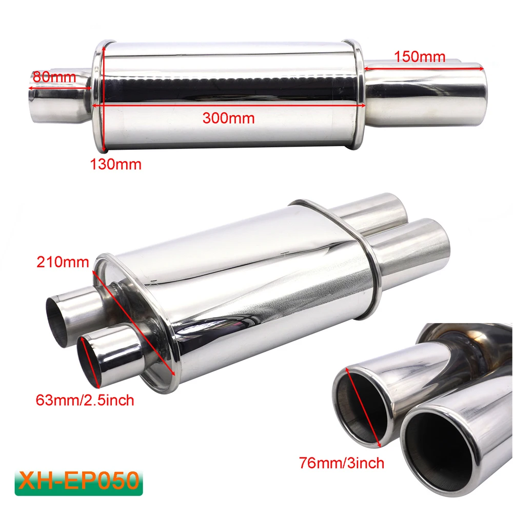 Silenciador universal inoxidable para escape recto, doble salida - imagen 5