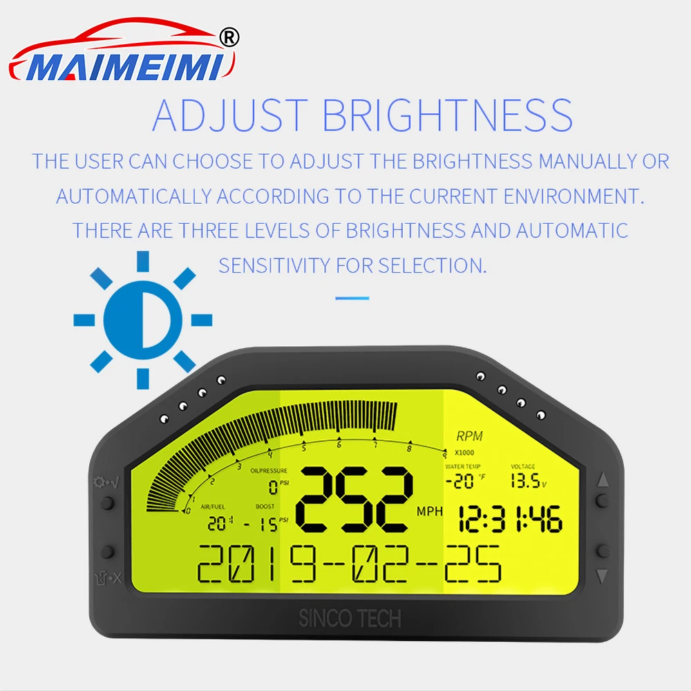 Tacómetro digital DO904 9 en 1 LED LCD multifunción para coche