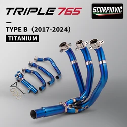 Tubo delantero de escape de titanio para Street Triple 765 R/RS