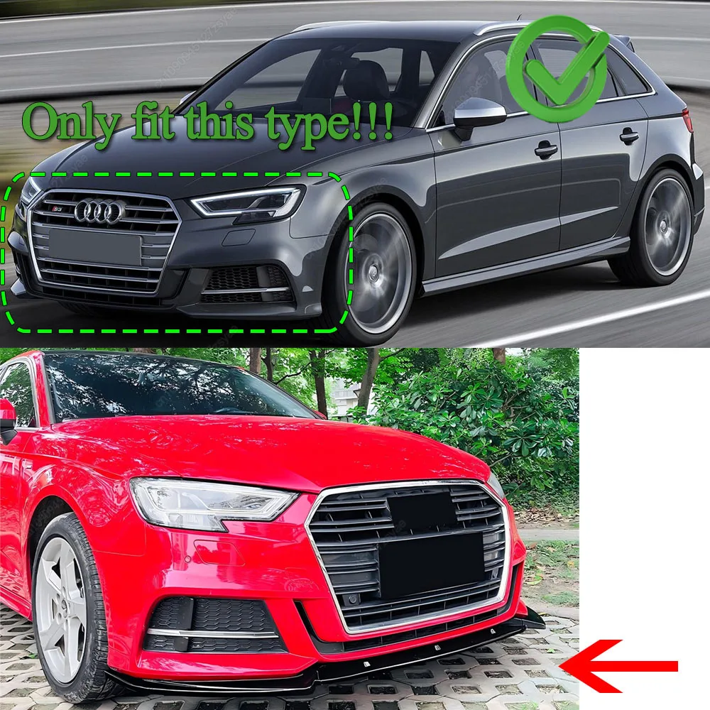 Difusor delantero negro brillante para Audi A3/S3 Sportback 8V - imagen 2