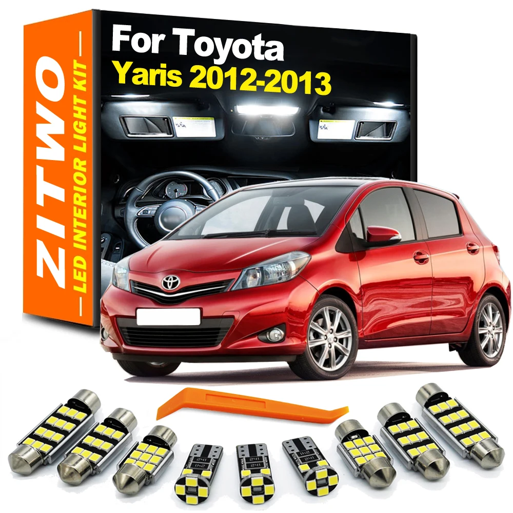 ZITWO 9 Uds Canbus sin Error para Toyota Yaris 2012 2013 bombilla LED Interior cúpula mapa techo maletero luz placa de matrícula Kit de lámpara