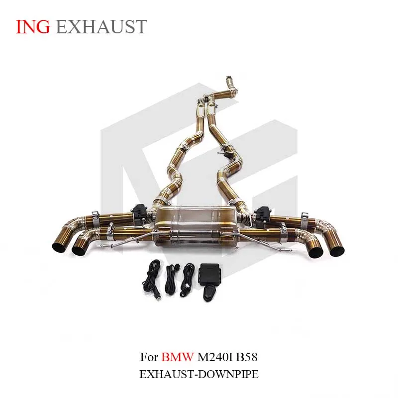 Catback de titanio ING para BMW M240i B58 con silenciador electrónico