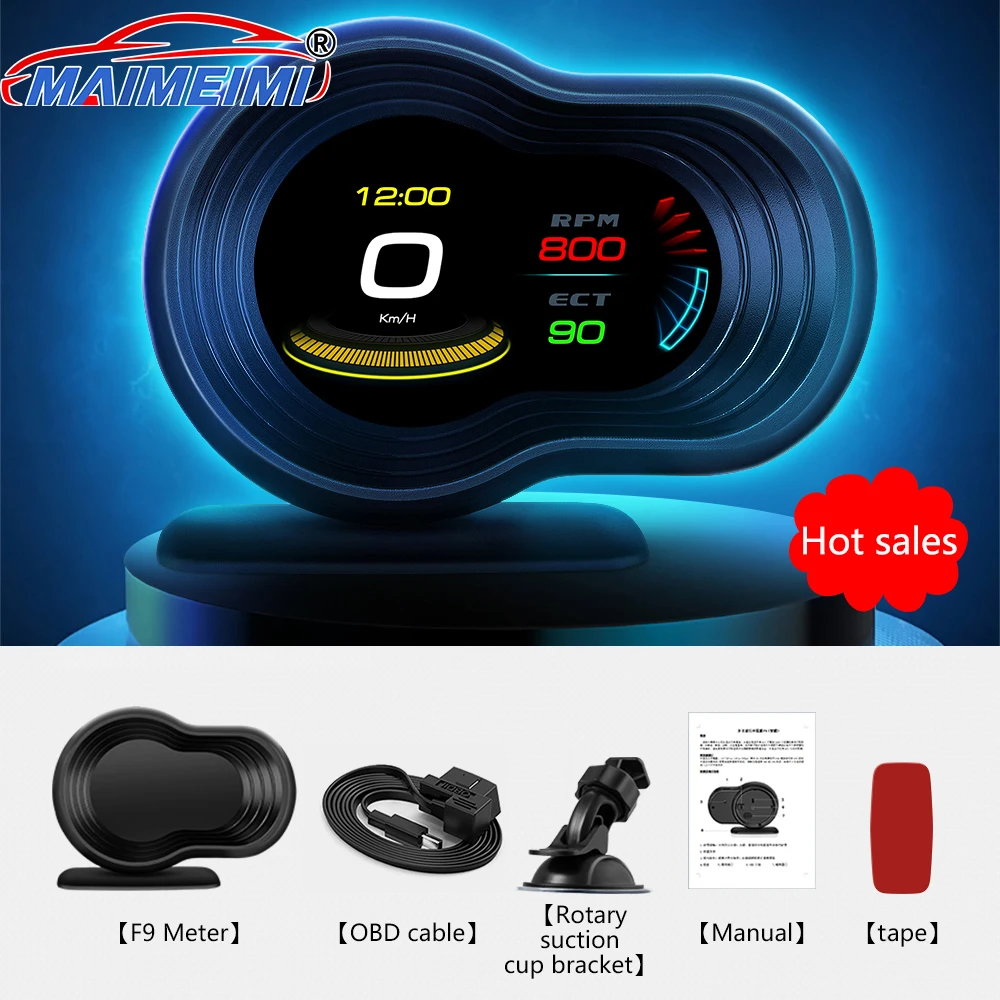HUD OBD2 GPS F9-OBD con velocímetro digital, alerta, consumo y temperatura - imagen 2