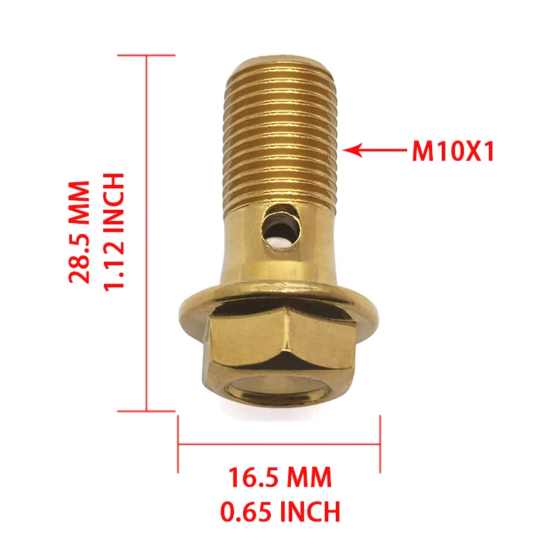 Tornillo banjo de freno M10x1,0 de acero, acabado dorado - imagen 4